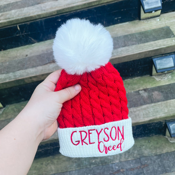 Christmas Pom Patch/Embroidery Beanies