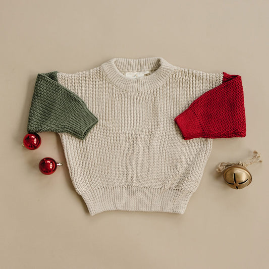 Knit colorblocked sweaters