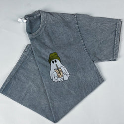 Embroidered Pocket Ghost With Iced Coffee